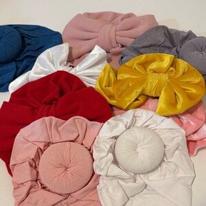 Girls Bow Choice-Infant Fabric Bow Knot Head Bands/Bow Knot Hats Choice Colors